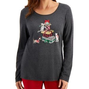 Karen Scott graphic print Christmas top